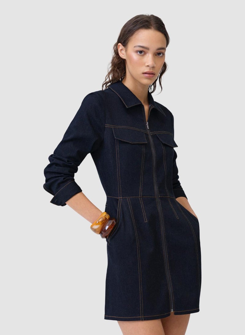 French Connection Yami Raw Wash Denim Dress - Image 3